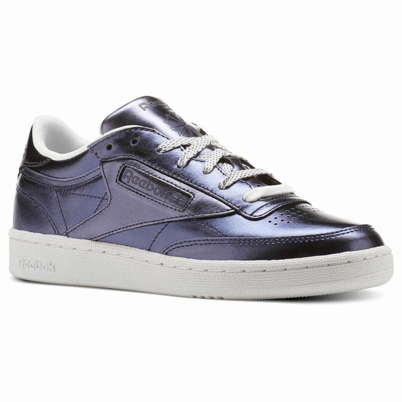 Tenisi Reebok Club C 85 S Shine Dama Albastru Regal Albastri Inchis/Albi Romania AU6063NC